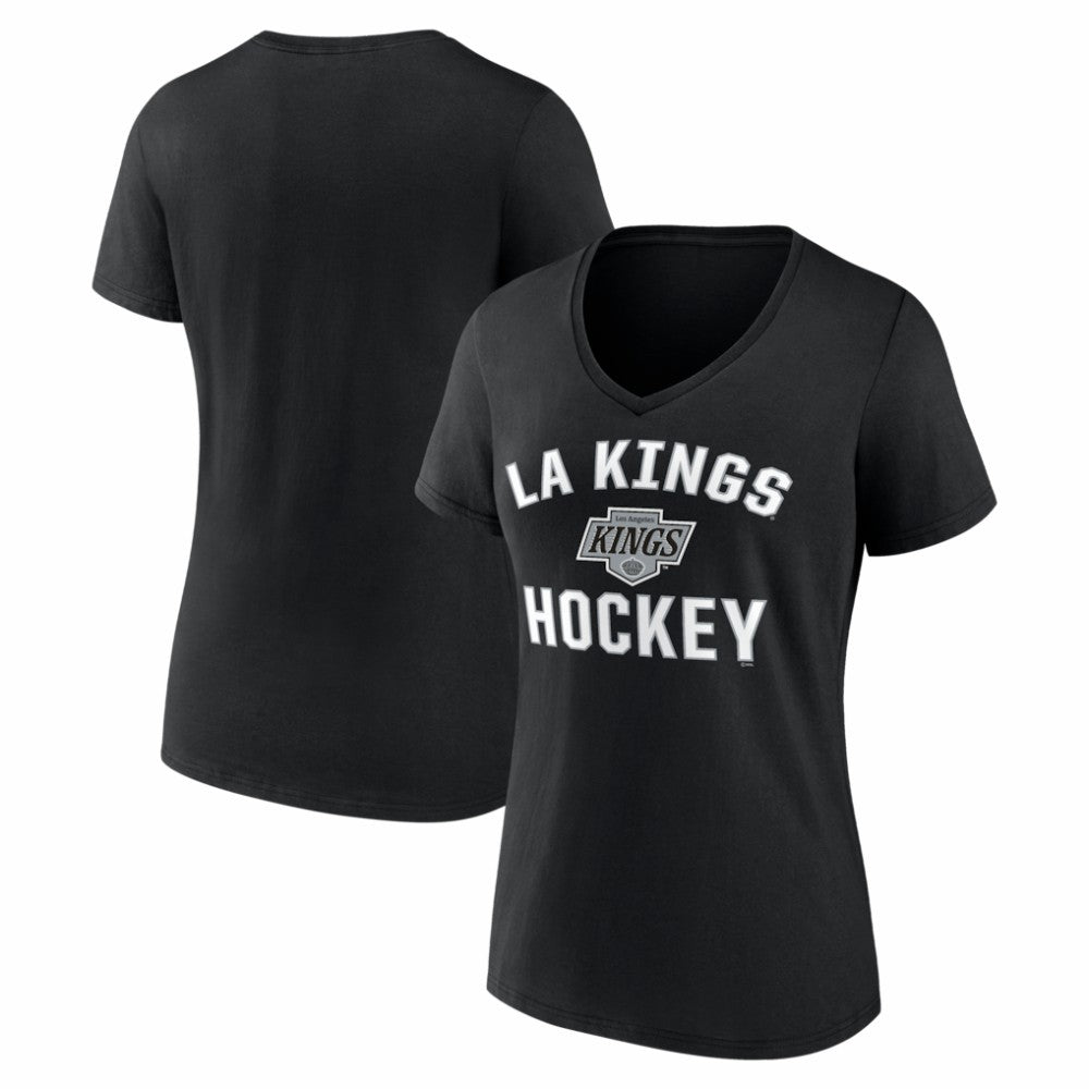 NHL Los Angeles Kings Logo Athletic Women's Arch Victory V-Neck T-Shirt - Black