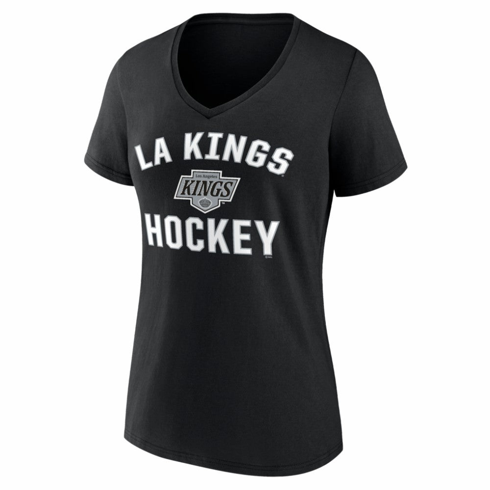 NHL Los Angeles Kings Logo Athletic Women's Arch Victory V-Neck T-Shirt - Black