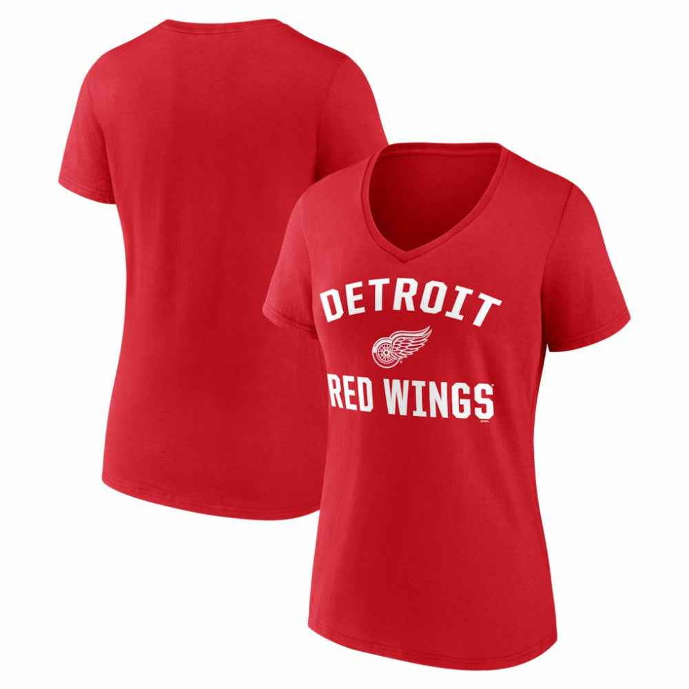 NHL Detroit Red Wings Logo Athletic Women's Arch Victory V-Neck T-Shirt - Red