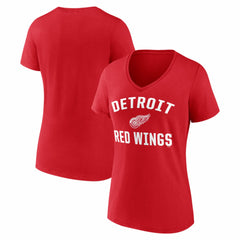 NHL Detroit Red Wings Logo Athletic Women's Arch Victory V-Neck T-Shirt - Red