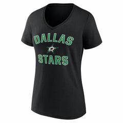 NHL Dallas Stars Logo Athletic Women's Arch Victory V-Neck T-Shirt - Black