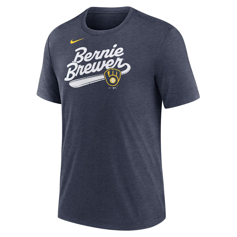 Milwaukee Brewers Nike Mascot Slide Tri-Blend T-Shirt - Heather Navy T-shirts