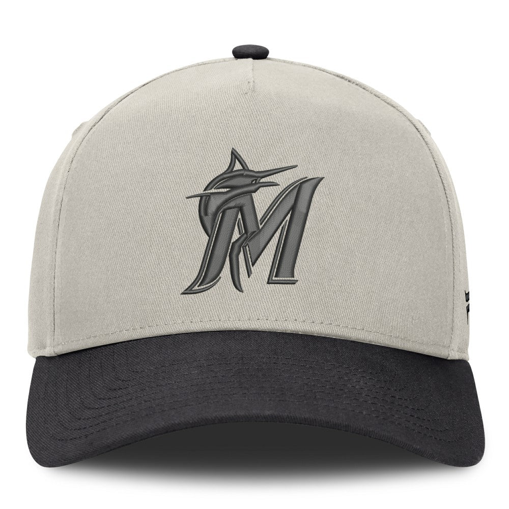 Miami Marlins Fanatics Wonder A-Frame Adjustable Hat - Stone/Graphite Hats