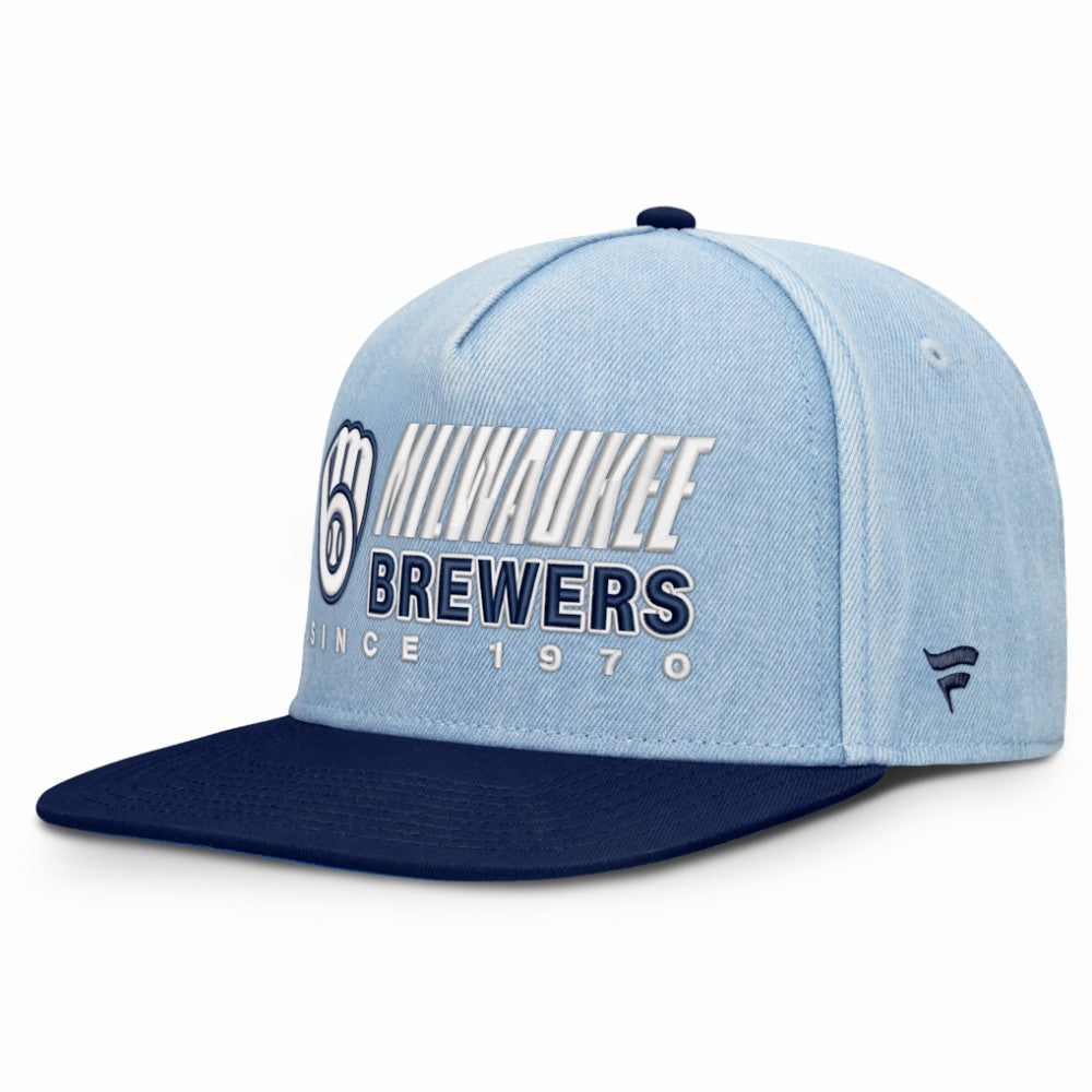 Milwaukee Brewers Fanatics Twinbill Snapback Hat - Denim Hats