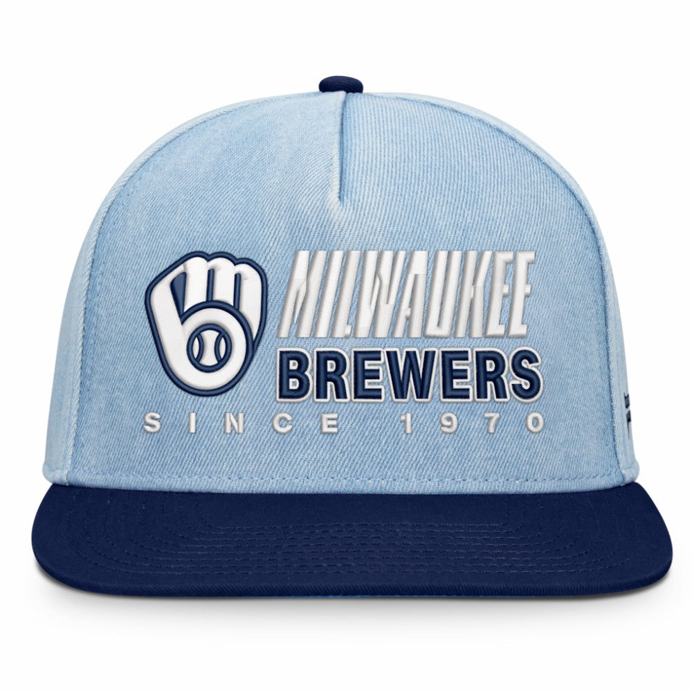 Milwaukee Brewers Fanatics Twinbill Snapback Hat - Denim Hats