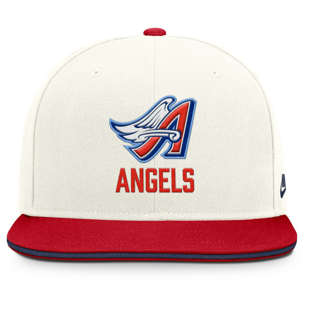 Los Angeles Angels Nike Cooperstown Pro Dri-FIT Snapback Hat - Cream/Red Hats