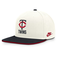 Minnesota Twins Nike Cooperstown Pro Dri-FIT Snapback Hat - Cream/Navy Hats