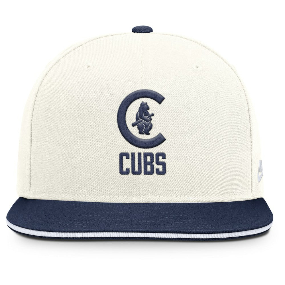 Chicago Cubs Nike Cooperstown Pro Dri-FIT Snapback Hat - Cream/Navy Hats