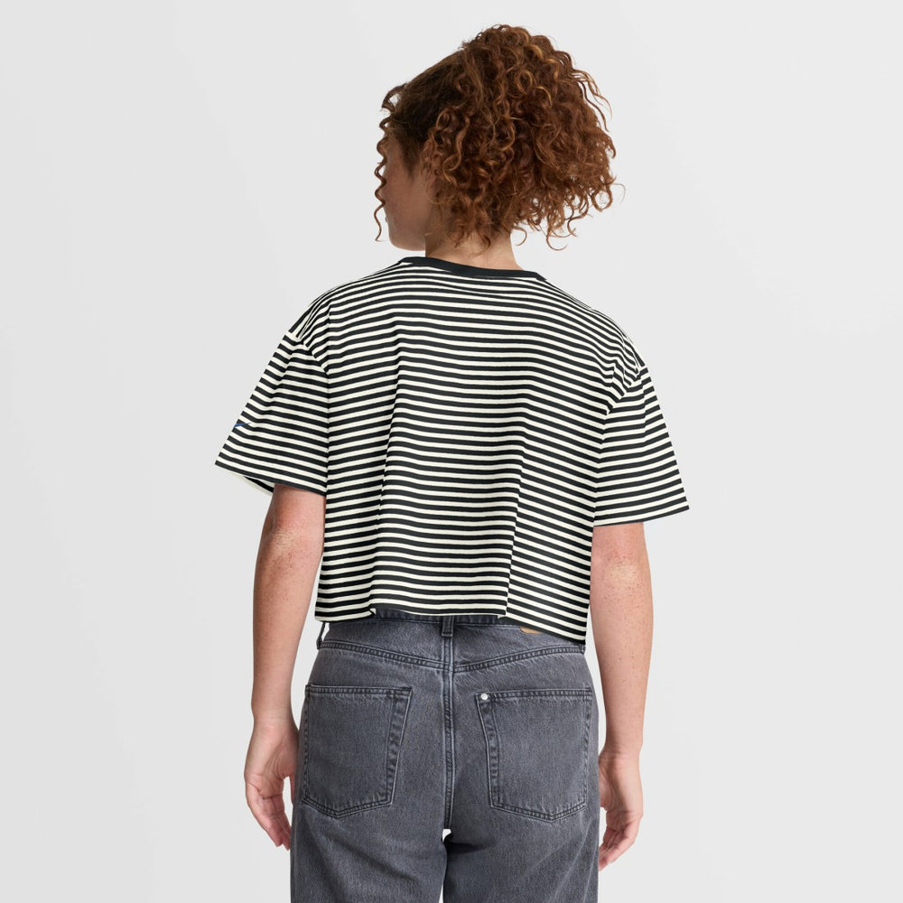 Detroit Lions Women's Striped Cropped T-Shirt Black/Cream