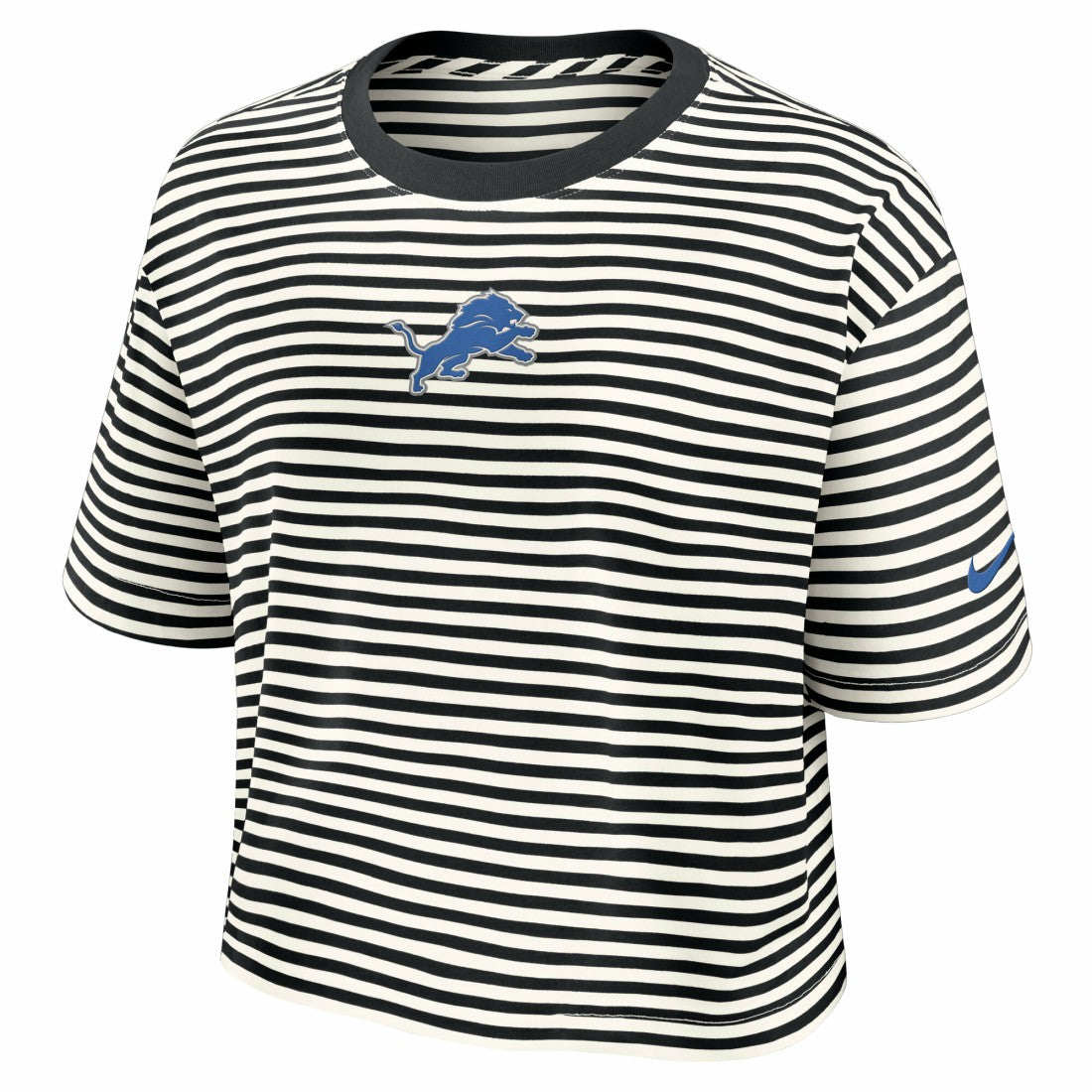 Detroit Lions Women's Striped Cropped T-Shirt Black/Cream