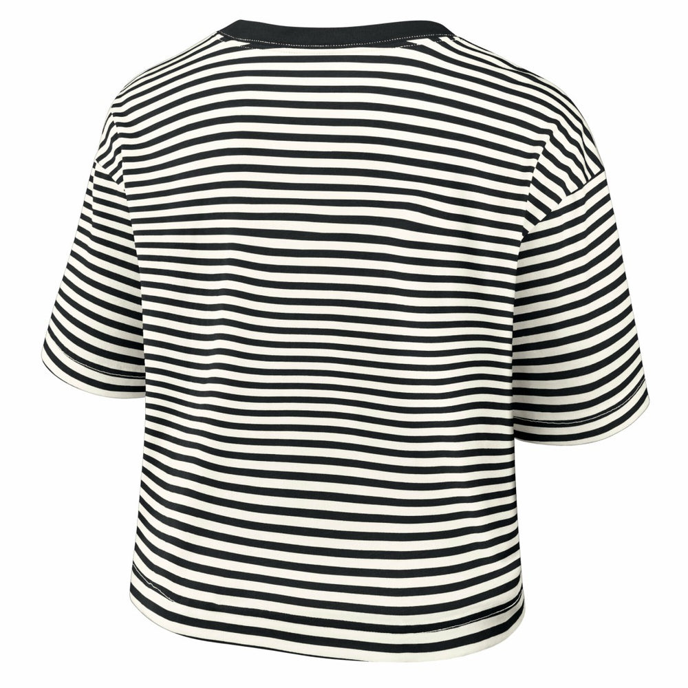 Detroit Lions Women's Striped Cropped T-Shirt Black/Cream