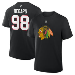 NHL Connor Bedard Chicago Blackhawks Fanatics Authentic Stack Name & Number T-Shirt - Black