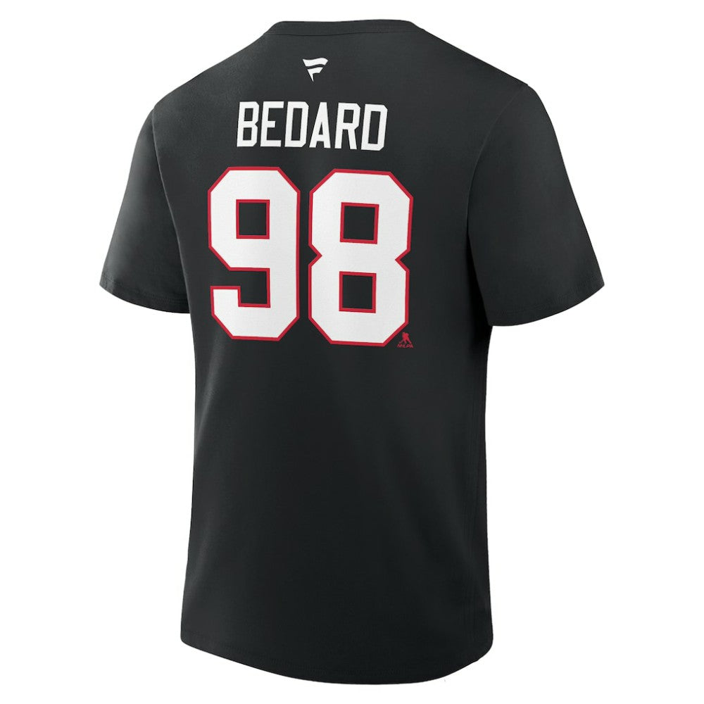 NHL Connor Bedard Chicago Blackhawks Fanatics Authentic Stack Name & Number T-Shirt - Black