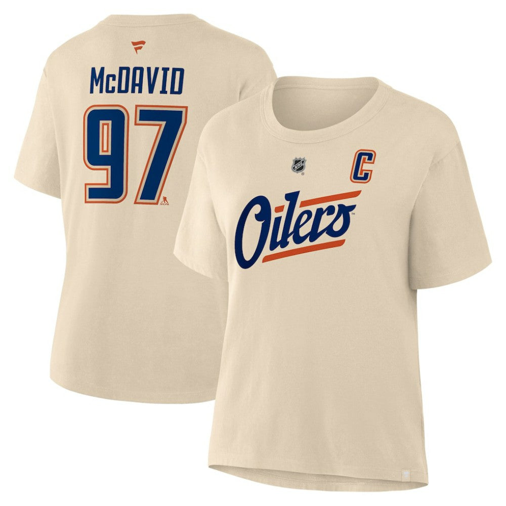 NHL Connor McDavid Edmonton Oilers Fanatics Women's Alternate Name & Number T-Shirt - Beige