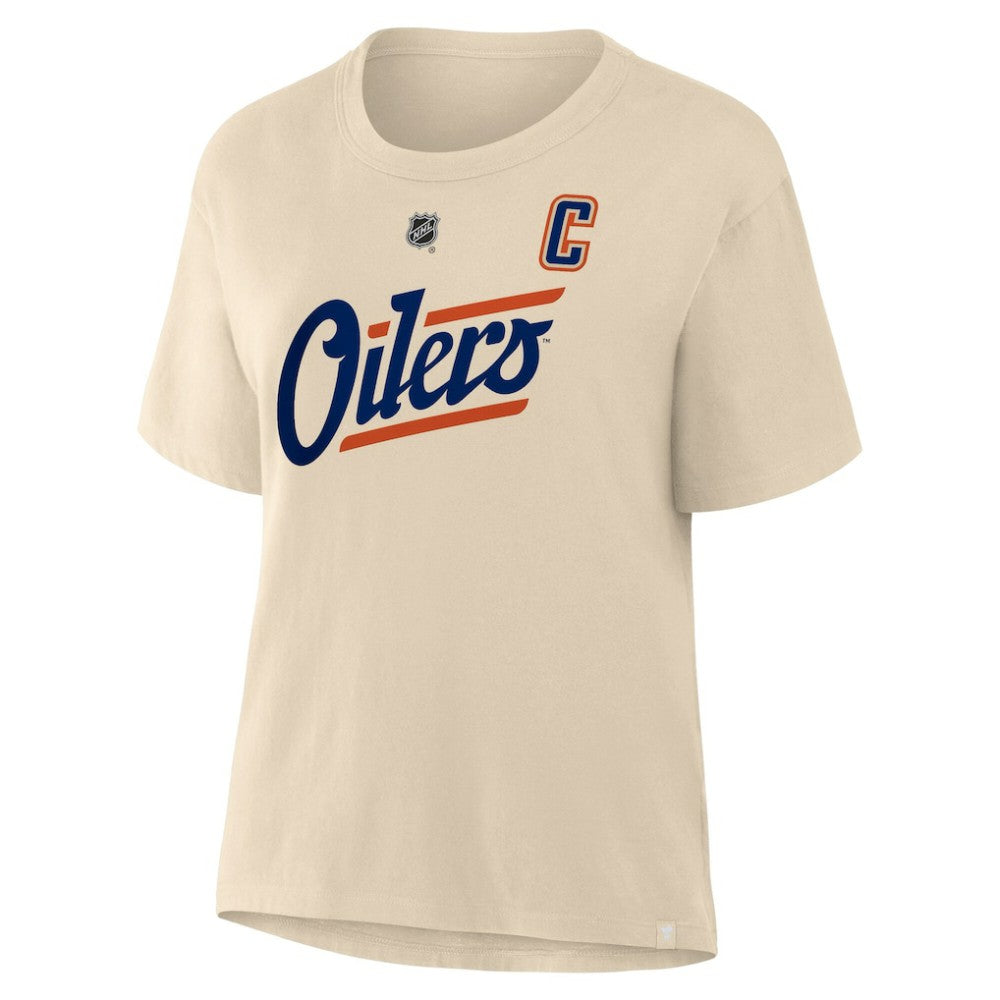 NHL Connor McDavid Edmonton Oilers Fanatics Women's Alternate Name & Number T-Shirt - Beige