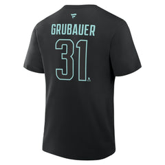 NHL Philipp Grubauer Seattle Kraken Fanatics Authentic Stack Name & Number T-Shirt - Black