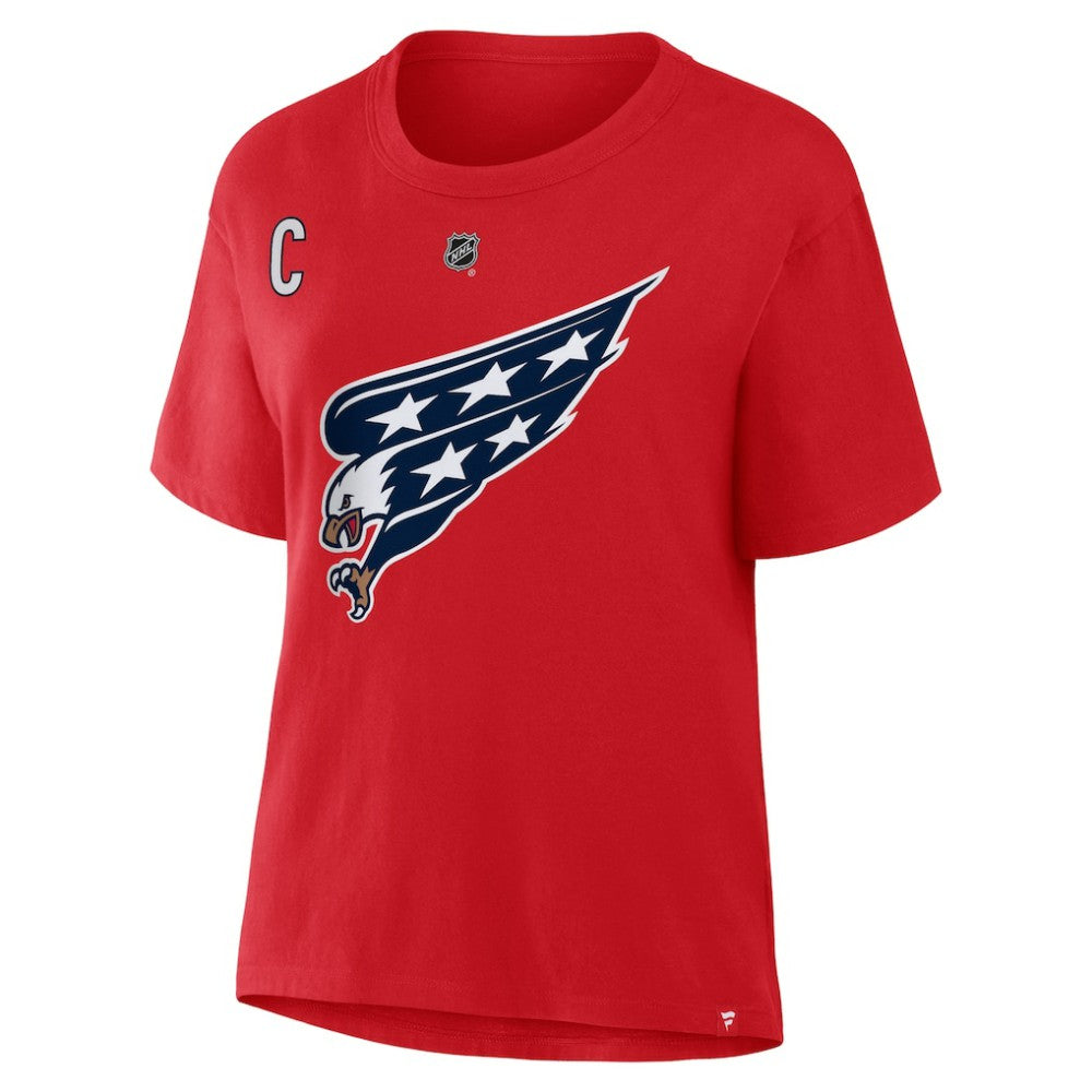 NHL Alexander Ovechkin Washington Capitals Fanatics Women's Authentic Stack Name & Number T-Shirt - Red