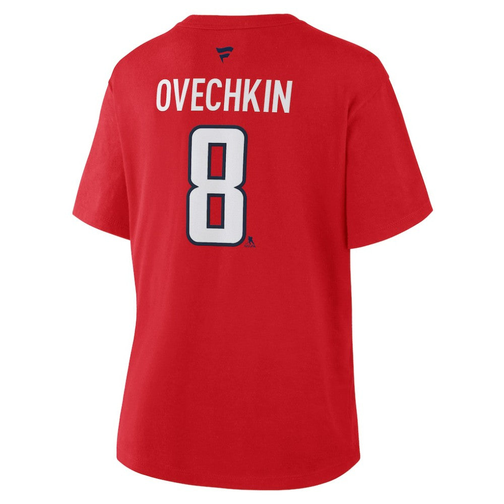 NHL Alexander Ovechkin Washington Capitals Fanatics Women's Authentic Stack Name & Number T-Shirt - Red