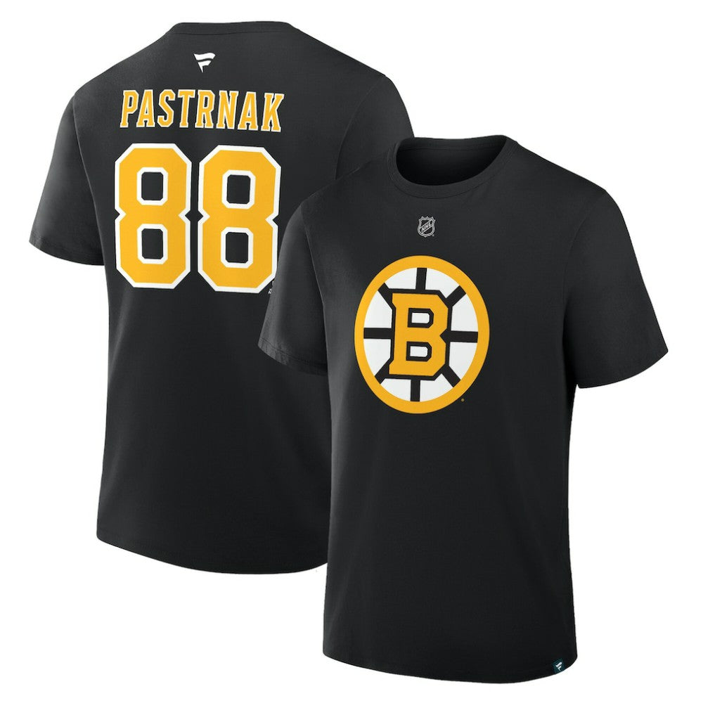 NHL David Pastrnak Boston Bruins Fanatics Authentic Stack Name & Number T-Shirt - Black