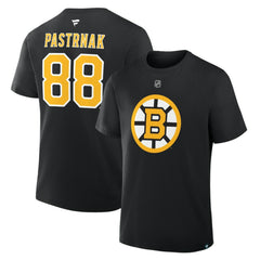 NHL David Pastrnak Boston Bruins Fanatics Authentic Stack Name & Number T-Shirt - Black