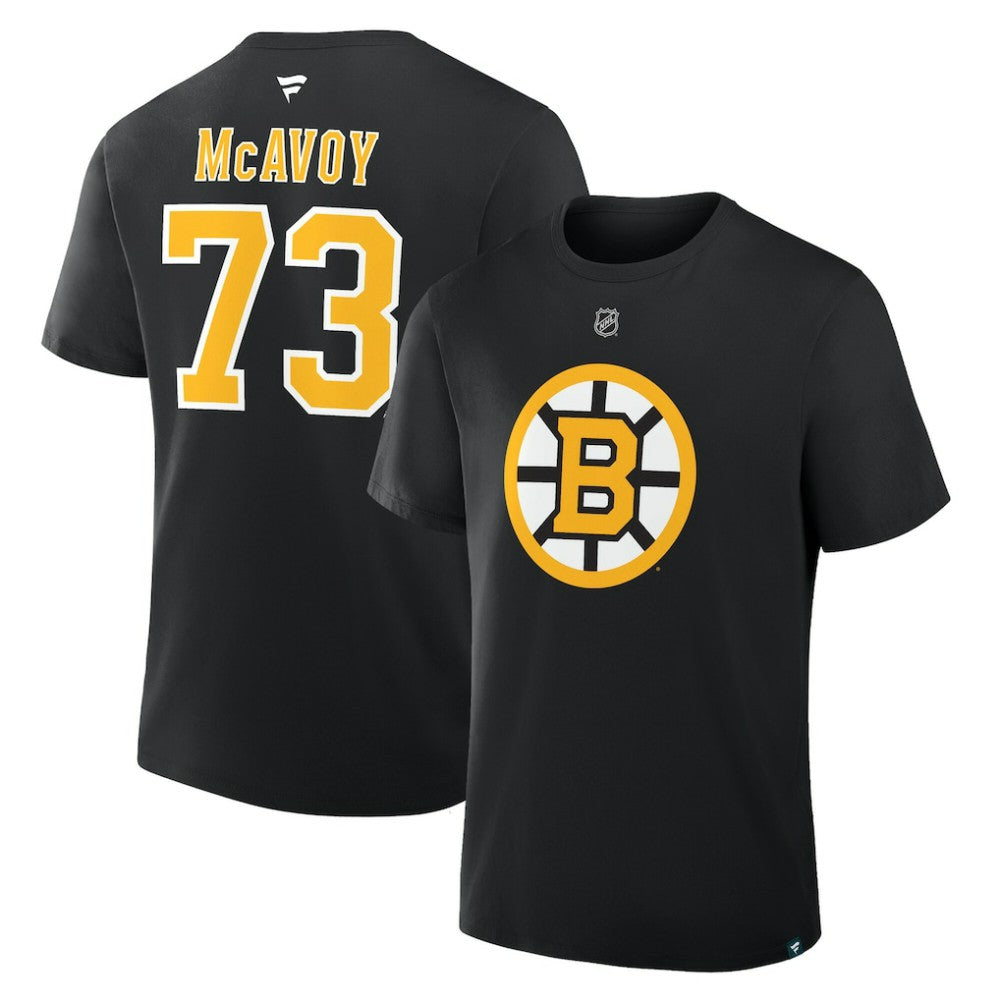 NHL Charlie McAvoy Boston Bruins Fanatics Authentic Stack Name & Number T-Shirt - Black
