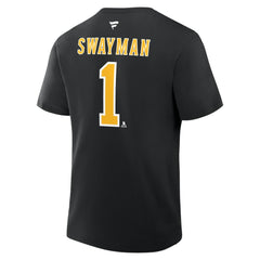 NHL Jeremy Swayman Boston Bruins Fanatics Authentic Stack Name & Number T-Shirt - Black