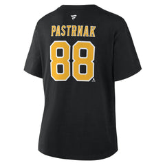 NHL David Pastrnak Boston Bruins Fanatics Women's Authentic Stack Name & Number T-Shirt - Black