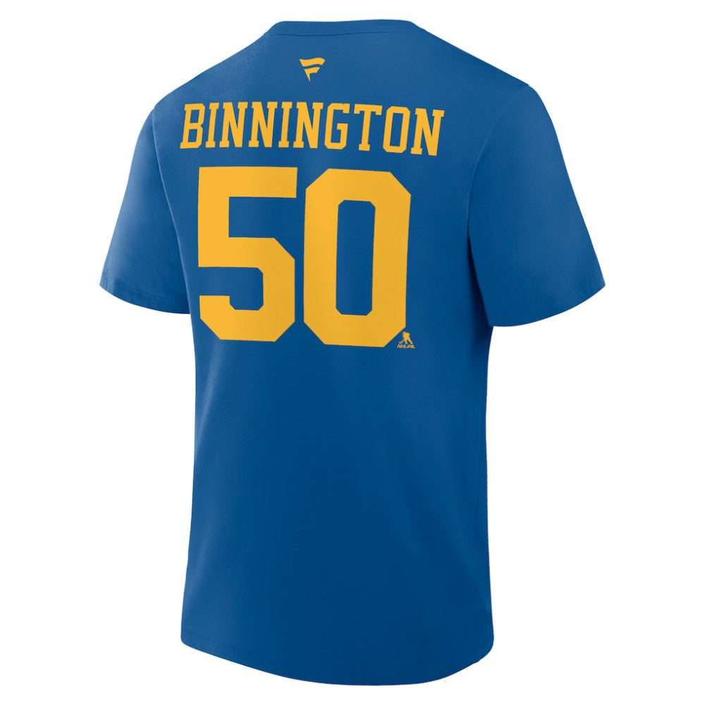 NHL Jordan Binnington St. Louis Blues Fanatics Authentic Stack Name & Number T-Shirt - Blue
