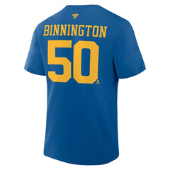 NHL Jordan Binnington St. Louis Blues Fanatics Authentic Stack Name & Number T-Shirt - Blue