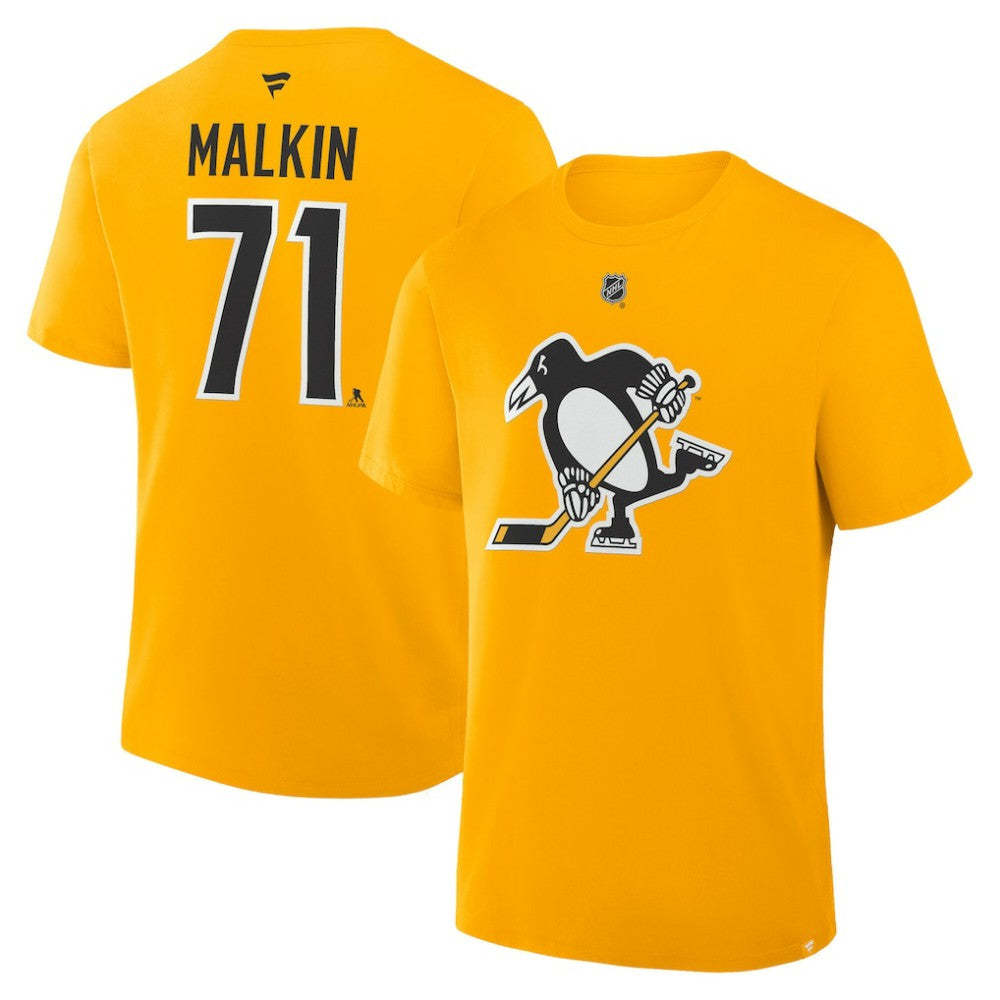 NHL Evgeni Malkin Pittsburgh Penguins Fanatics Authentic Stack Name & Number T-Shirt - Gold