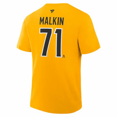 NHL Evgeni Malkin Pittsburgh Penguins Fanatics Authentic Stack Name & Number T-Shirt - Gold