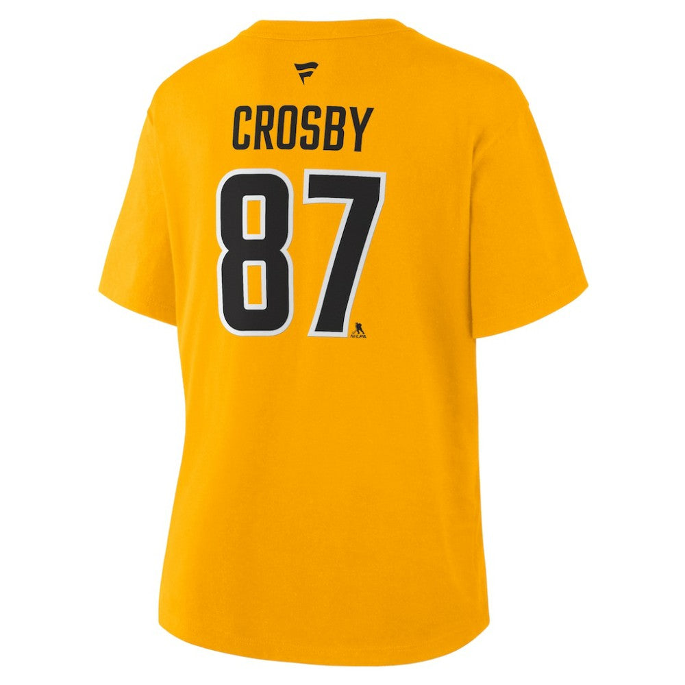 NHL Sidney Crosby Pittsburgh Penguins Fanatics Women's Authentic Stack Name & Number T-Shirt - Gold