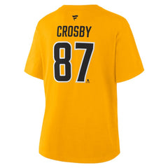 NHL Sidney Crosby Pittsburgh Penguins Fanatics Women's Authentic Stack Name & Number T-Shirt - Gold