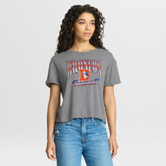 Denver Broncos Women's Overplayed Tribute Tri-Blend Boxy T-Shirt Heather Gray