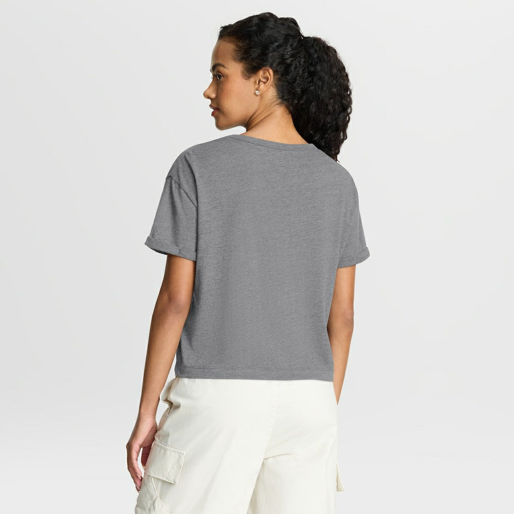 Buffalo Bills Women's Overplayed Tribute Tri-Blend Boxy T-Shirt Heather Gray