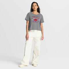 Buffalo Bills Women's Overplayed Tribute Tri-Blend Boxy T-Shirt Heather Gray