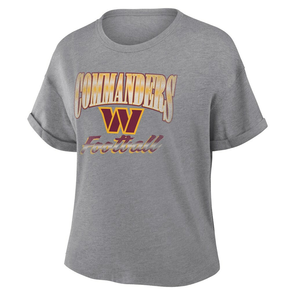 Washington Commanders Women's Overplayed Tribute Tri-Blend Boxy T-Shirt Heather Gray