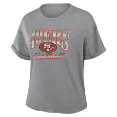 San Francisco 49ers Women's Overplayed Tribute Tri-Blend Boxy T-Shirt Heather Gray