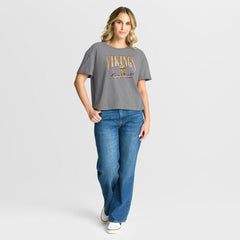 Minnesota Vikings Women's Overplayed Tribute Tri-Blend Boxy T-Shirt Heather Gray