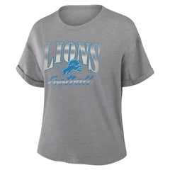 Detroit Lions Women's Overplayed Tribute Tri-Blend Boxy T-Shirt Heather Gray