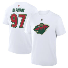 NHL Kirill Kaprizov Minnesota Wild Fanatics Authentic Stack Name & Number T-Shirt - White