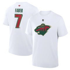 NHL Brock Faber Minnesota Wild Fanatics Authentic Stack Name & Number T-Shirt - White
