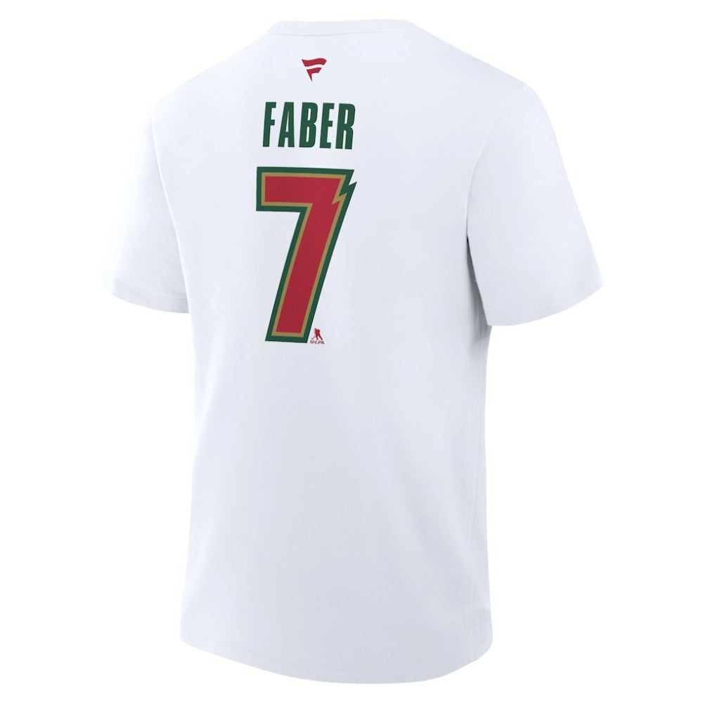 NHL Brock Faber Minnesota Wild Fanatics Authentic Stack Name & Number T-Shirt - White