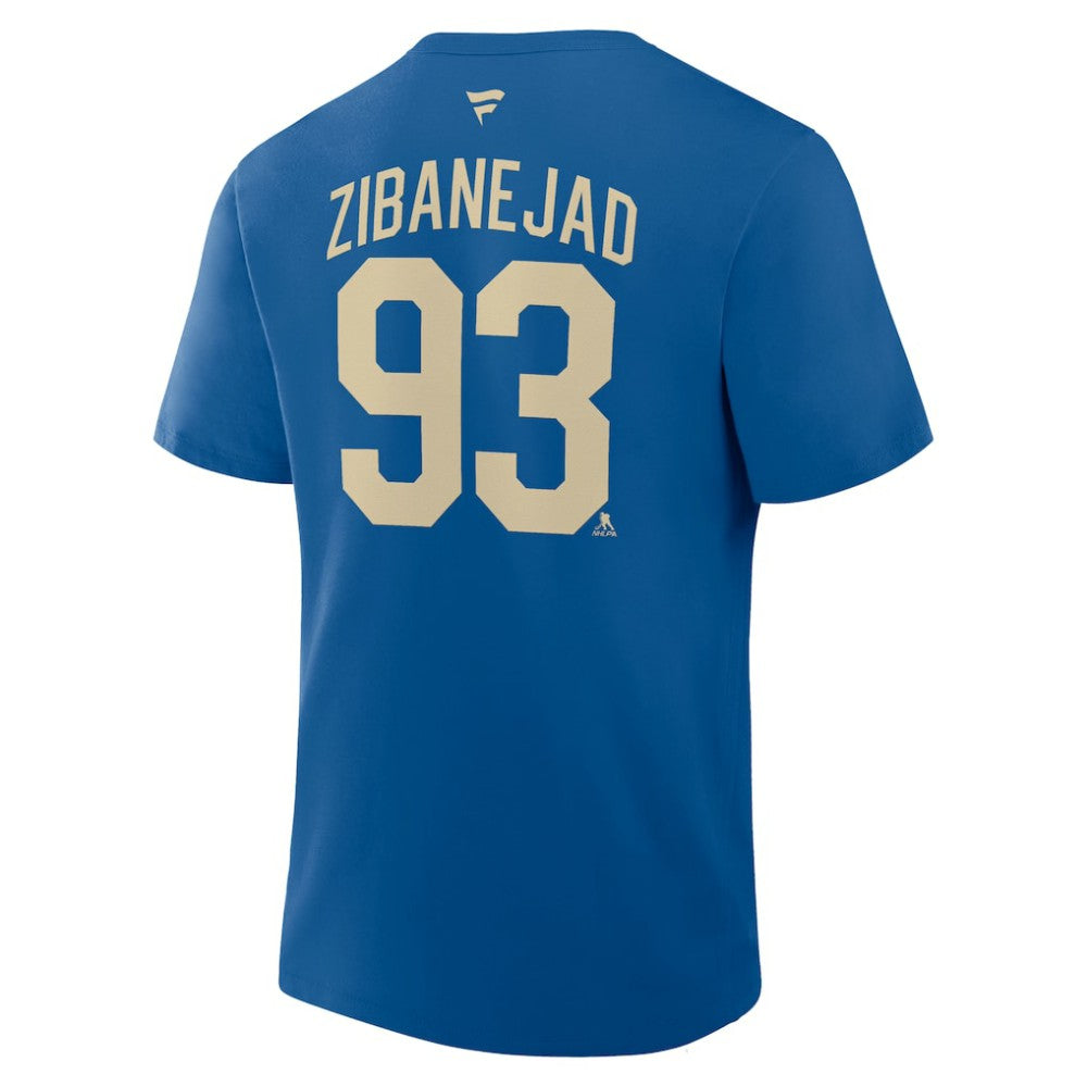 NHL Mika Zibanejad New York Rangers Fanatics Authentic Stack Name & Number T-Shirt - Blue