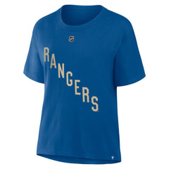 NHL Mika Zibanejad New York Rangers Fanatics Women's Authentic Stack Name & Number T-Shirt - Blue