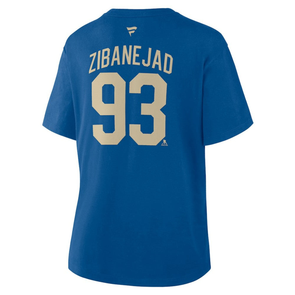 NHL Mika Zibanejad New York Rangers Fanatics Women's Authentic Stack Name & Number T-Shirt - Blue