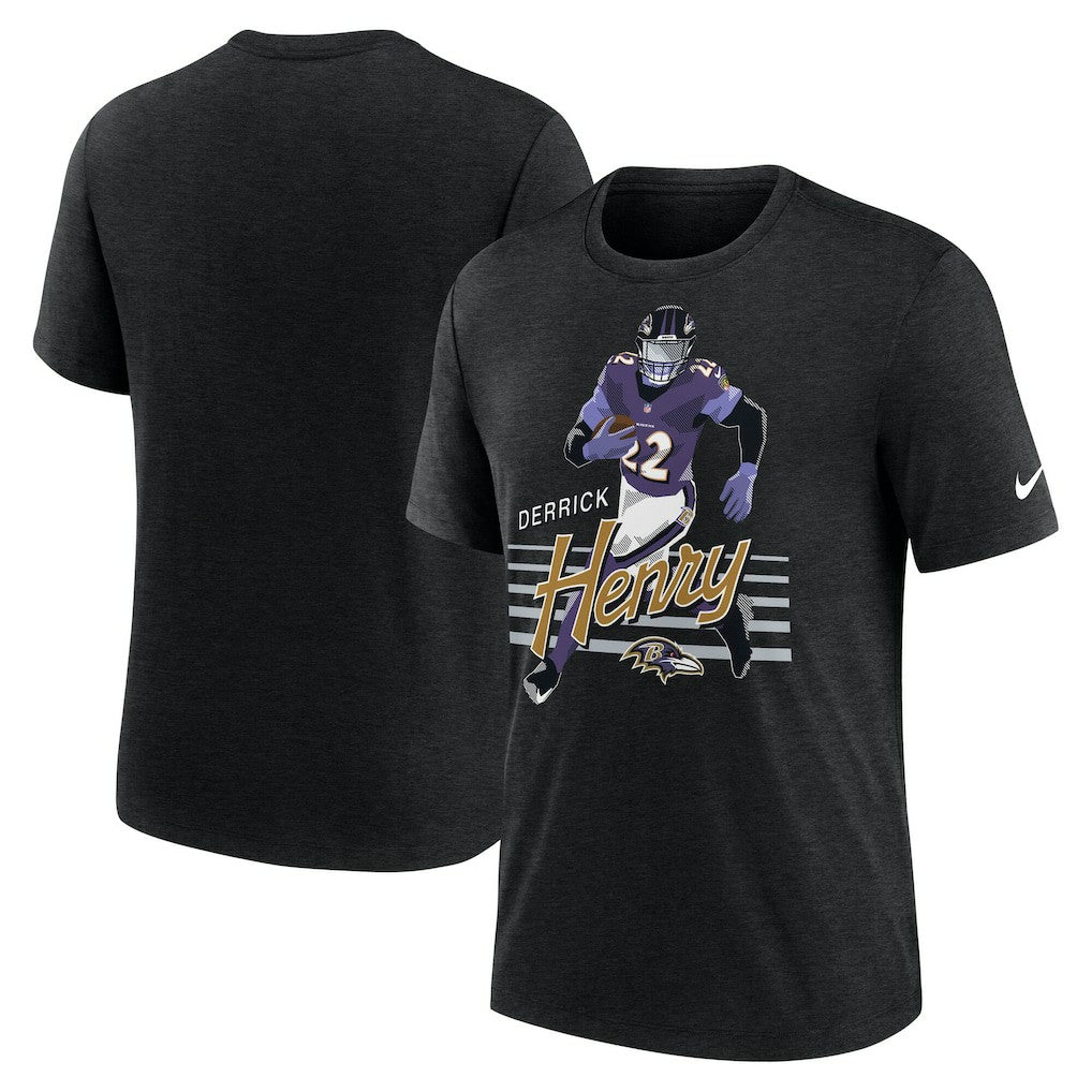 Derrick Henry Baltimore Ravens Player Graphic T-Shirt Heather Black