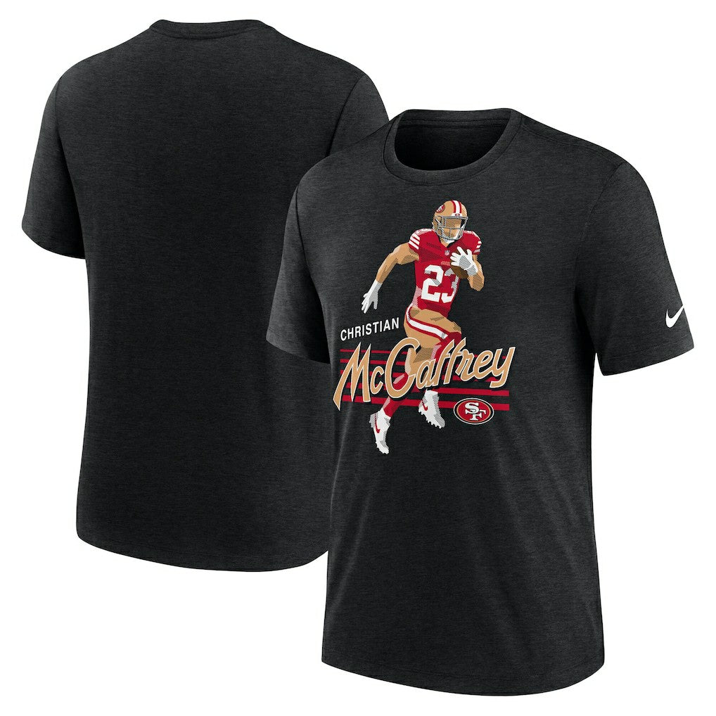 Christian McCaffrey San Francisco 49ers Player Graphic T-Shirt Heather Black