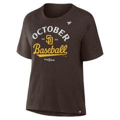 San Diego Padres  Women's 2025 MLB Postseason Locker Room T-Shirt - Brown T-shirts
