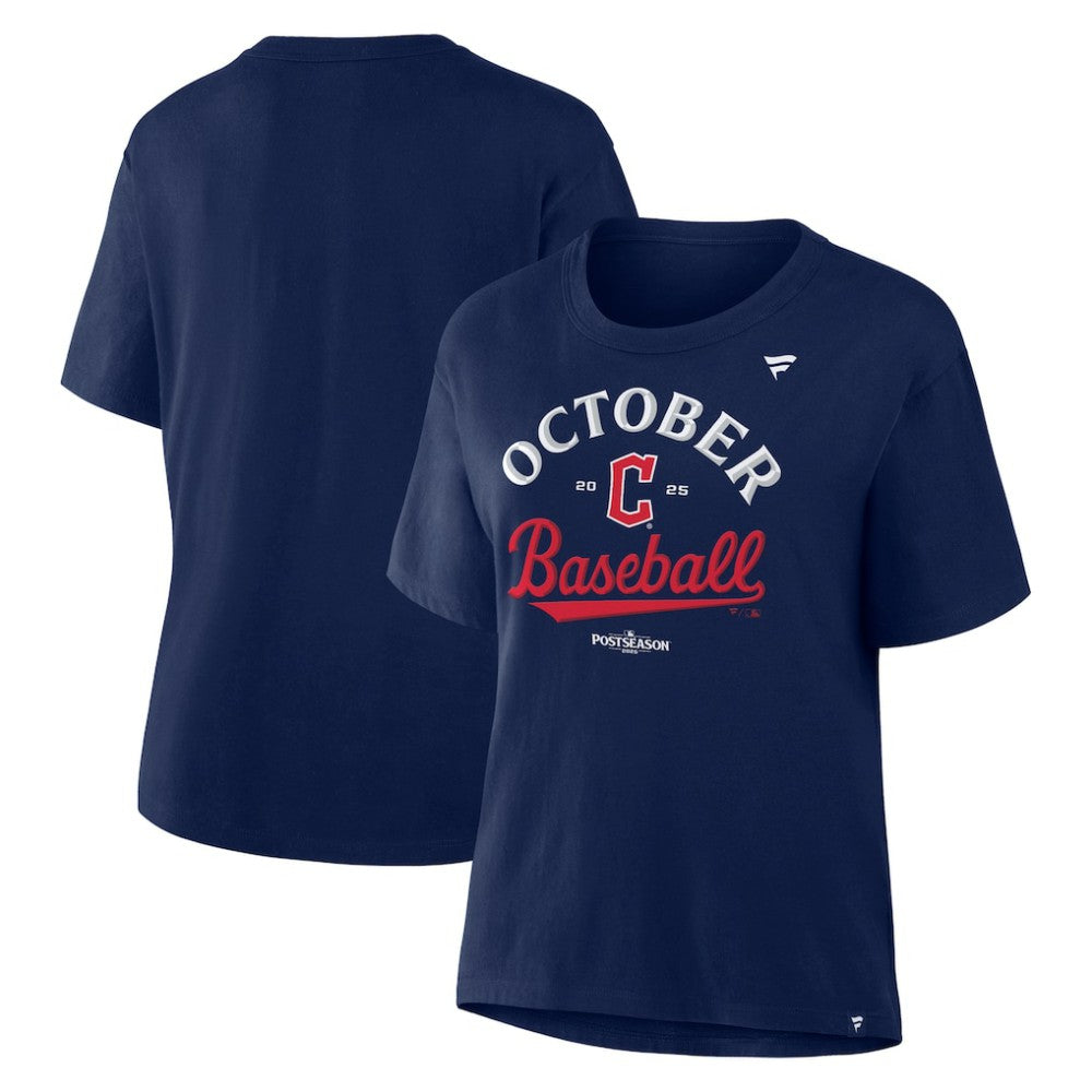 Cleveland Guardians  Women's 2025 MLB Postseason Locker Room T-Shirt - Navy T-shirts